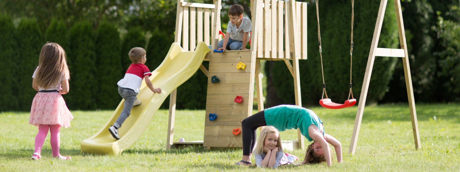 Children outdoor Playgrounds with swing, slide, climbing frame