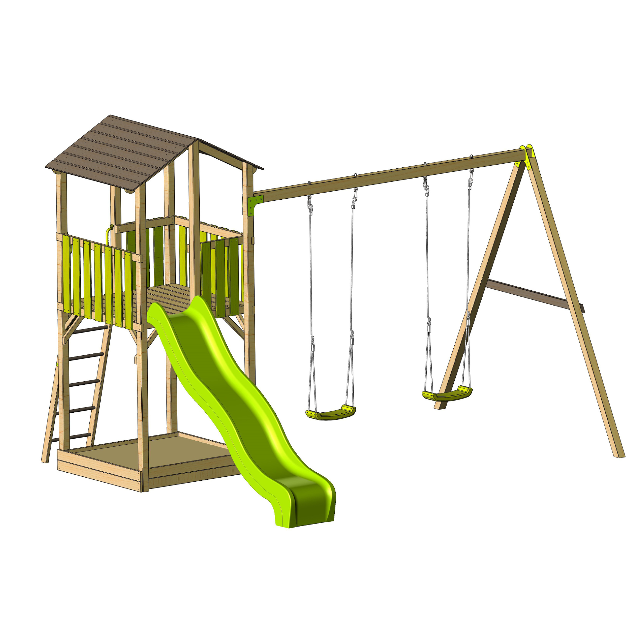 C5 Classic Playground with Slide and Double Swing