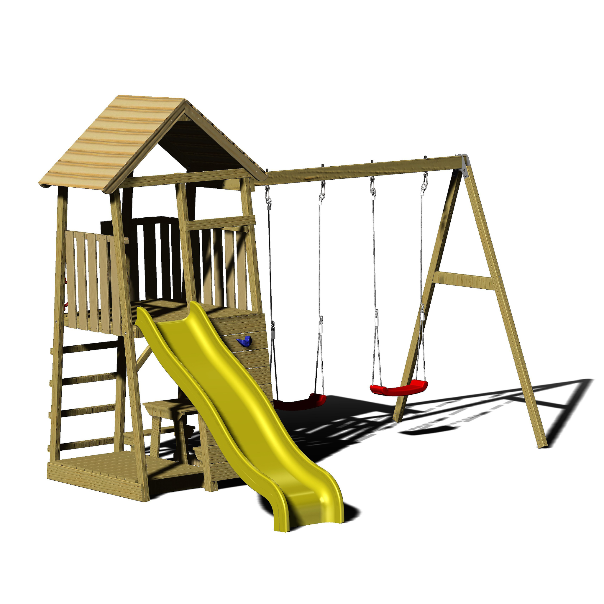 J9 Junior Play Tower with Slide, Sandpit, Picnick Bench and Double Swing