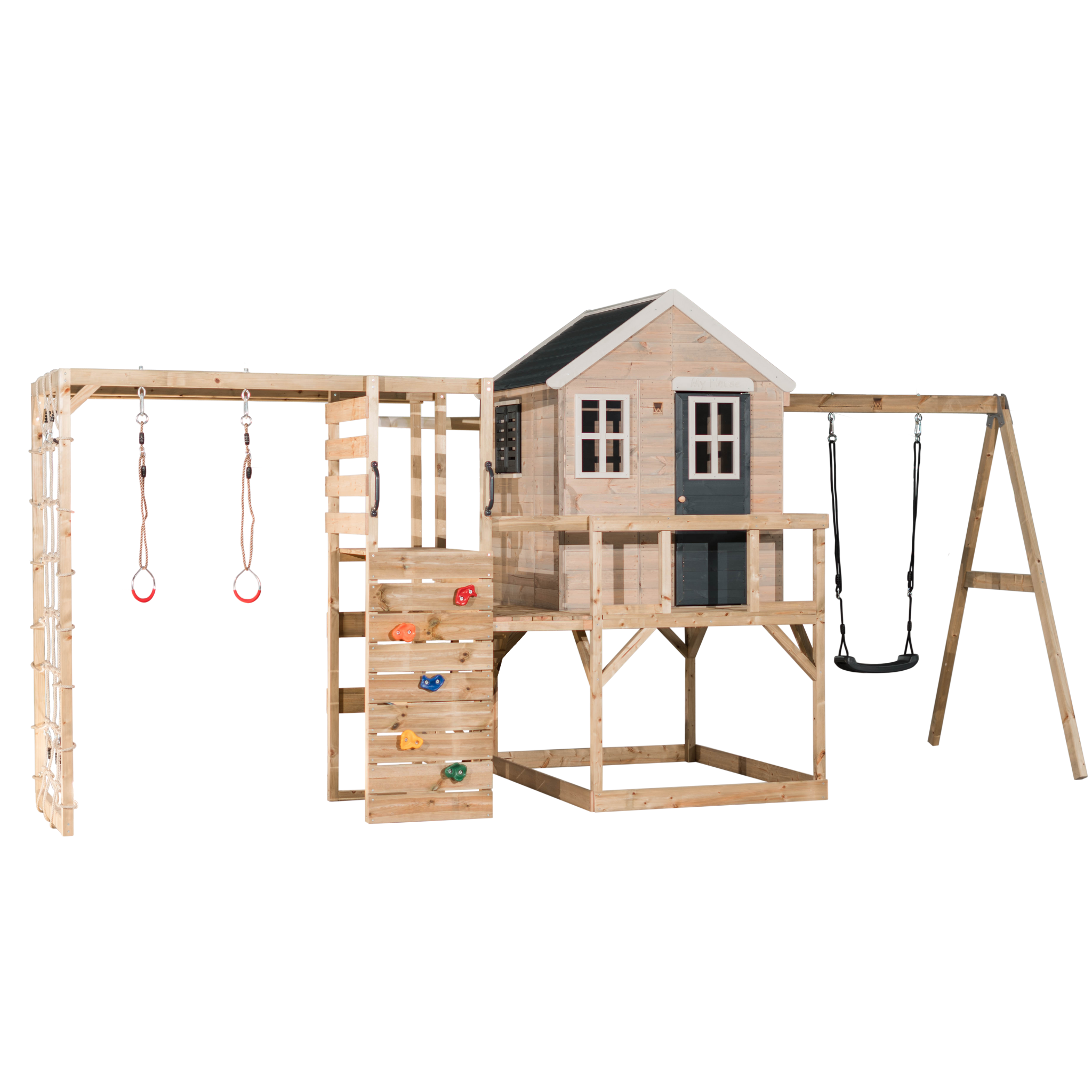 M23-GK My Lodge with Platform and Single Swing + Gym & Kitchen Attachment