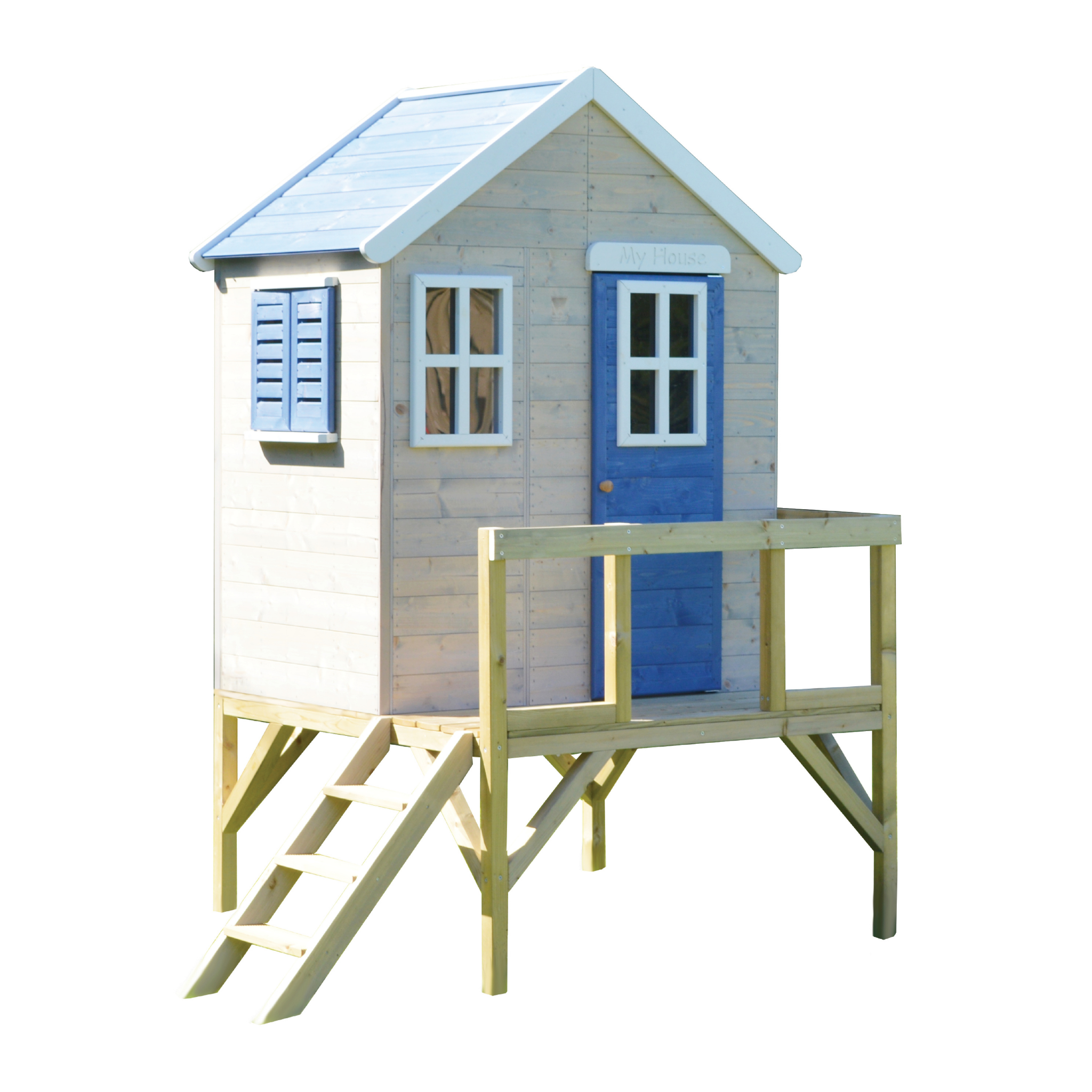 M25B Spielhaus mit Plattform My Cottage Blau