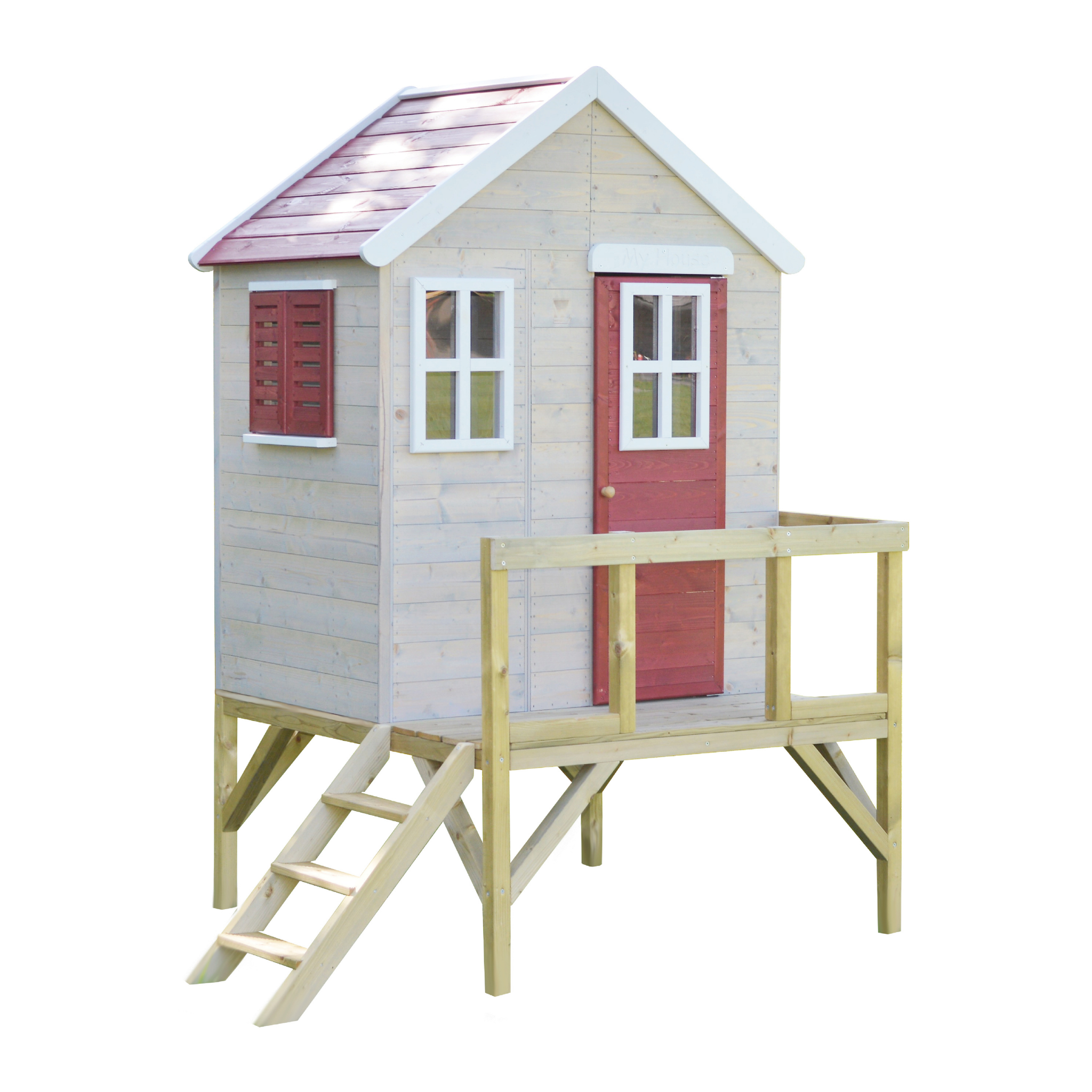 M25R Spielhaus mit Plattform My Cottage Rot