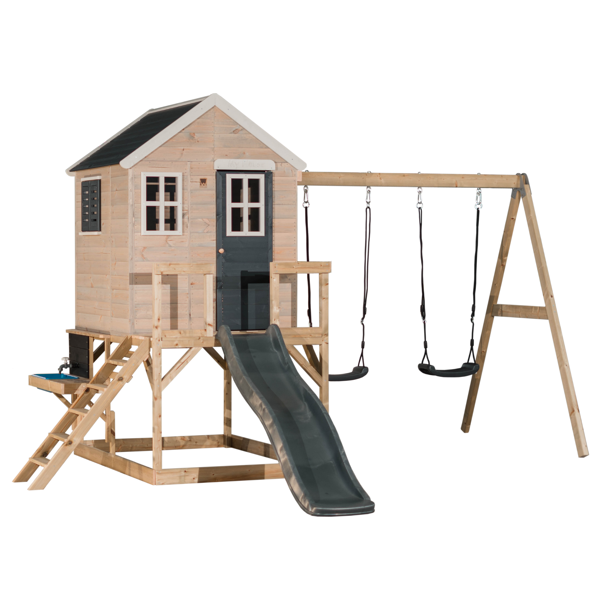M28-K My Lodge with Platform, Slide and Double Swing + Kitchen Attachment