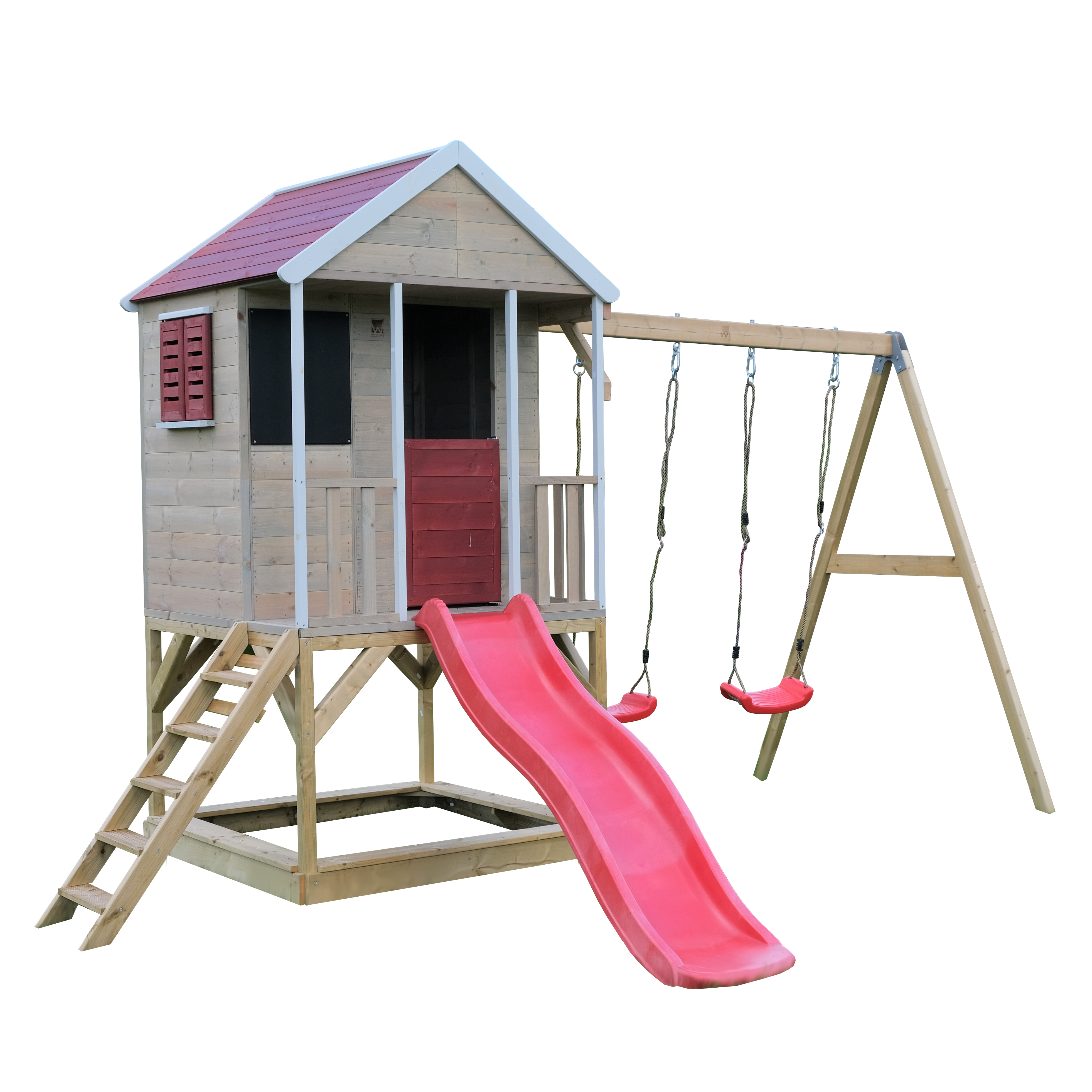 M29R-K Summer Adventure House with Platform, Slide and Double Swing + Kitchen Attachment