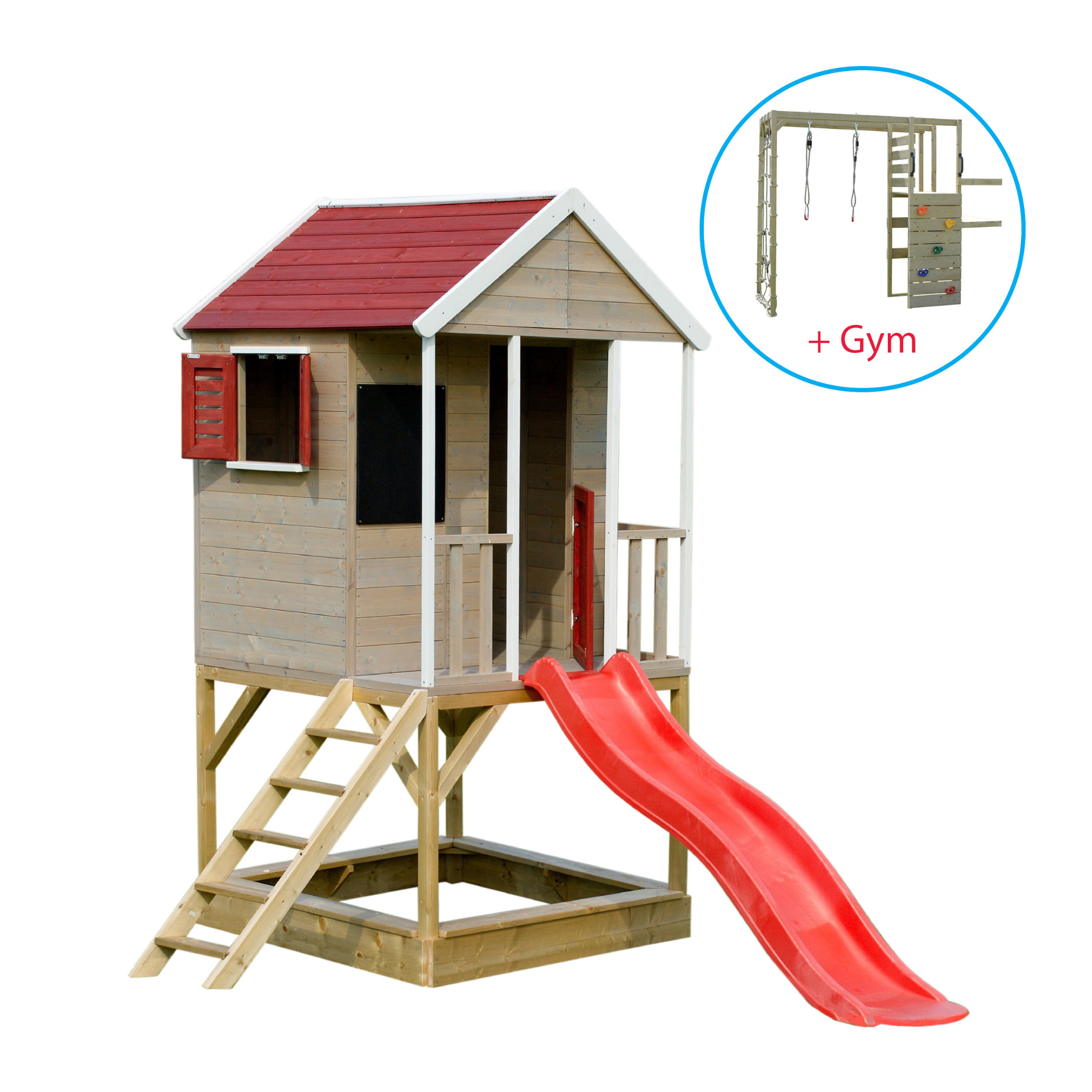 M7R-G Summer Adventure House with Platform and Slide + Gym Attachment