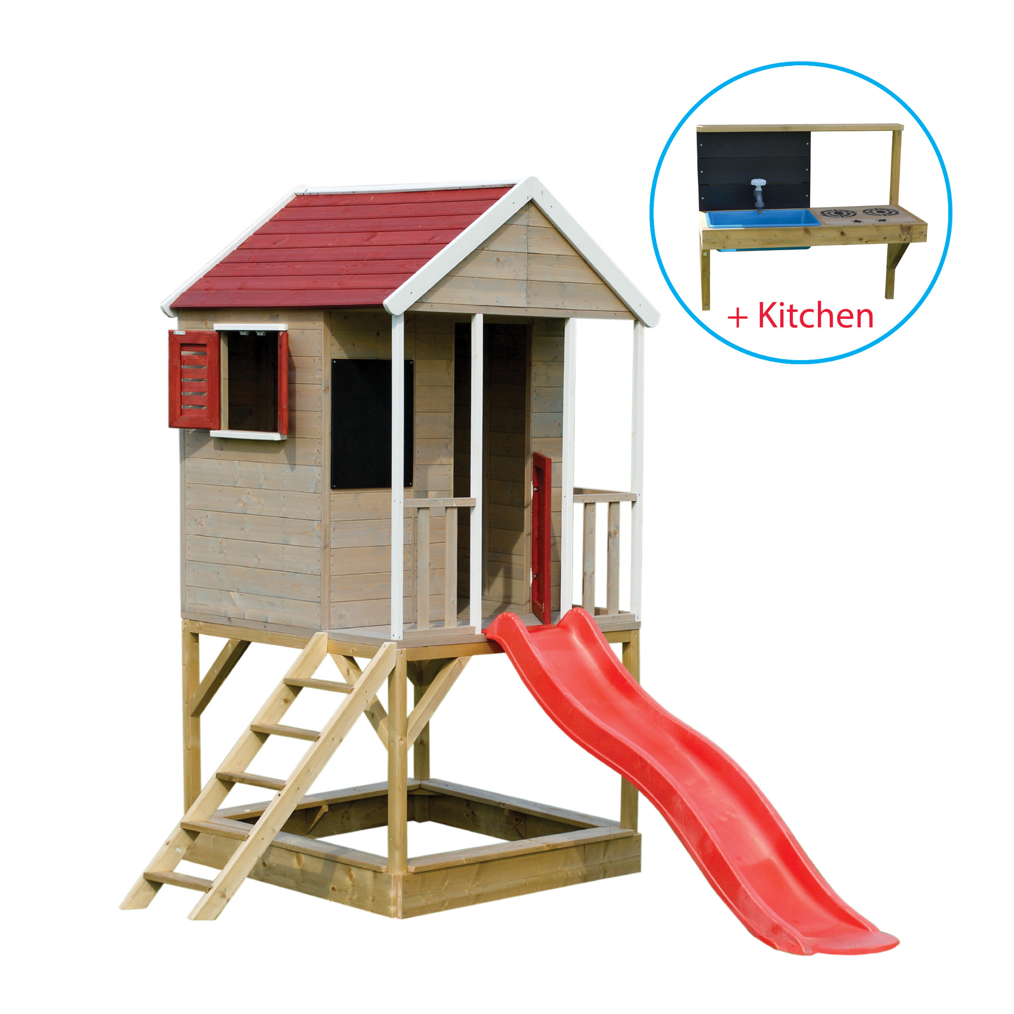 M7R-K Summer Adventure House with Platform and Slide + Kitchen Attachment