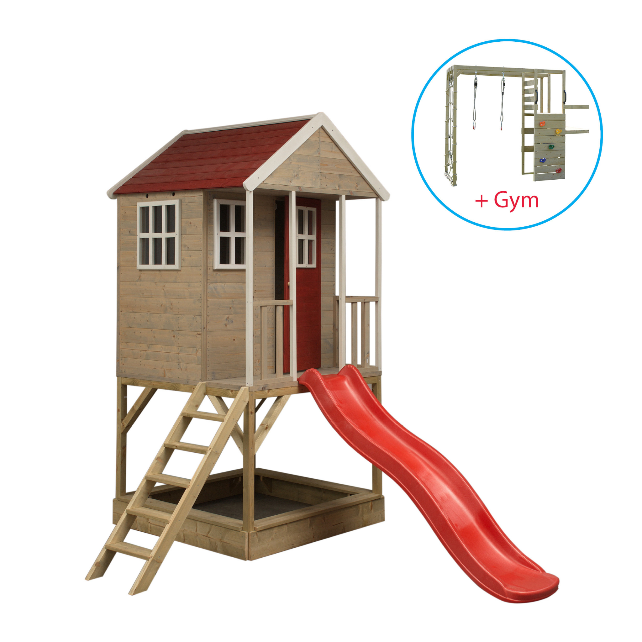 M8R-G Nordic Adventure House with Platform and Slide + Gym Attachment