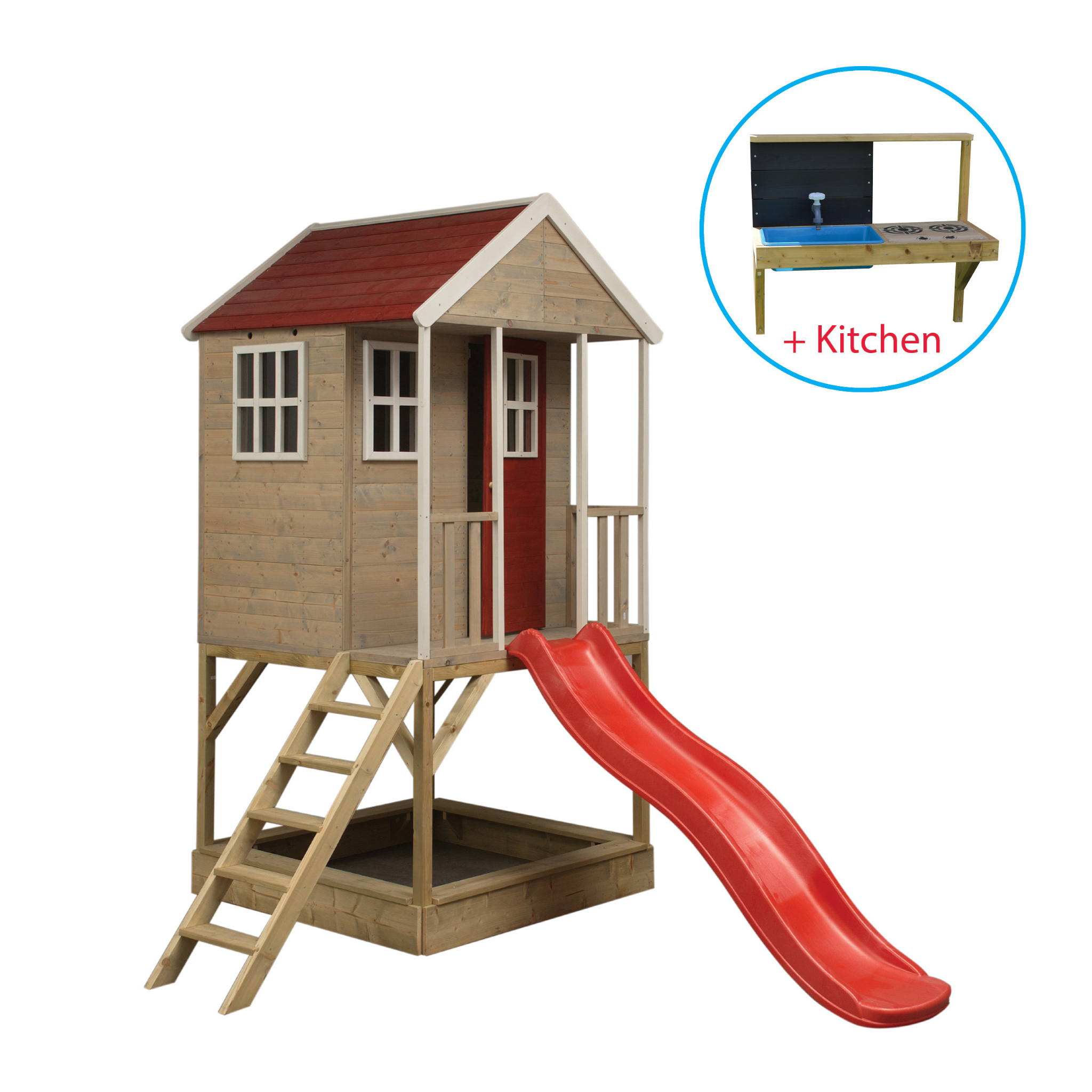 M8R-K Nordic Adventure House with Platform and Slide + Kitchen Attachment