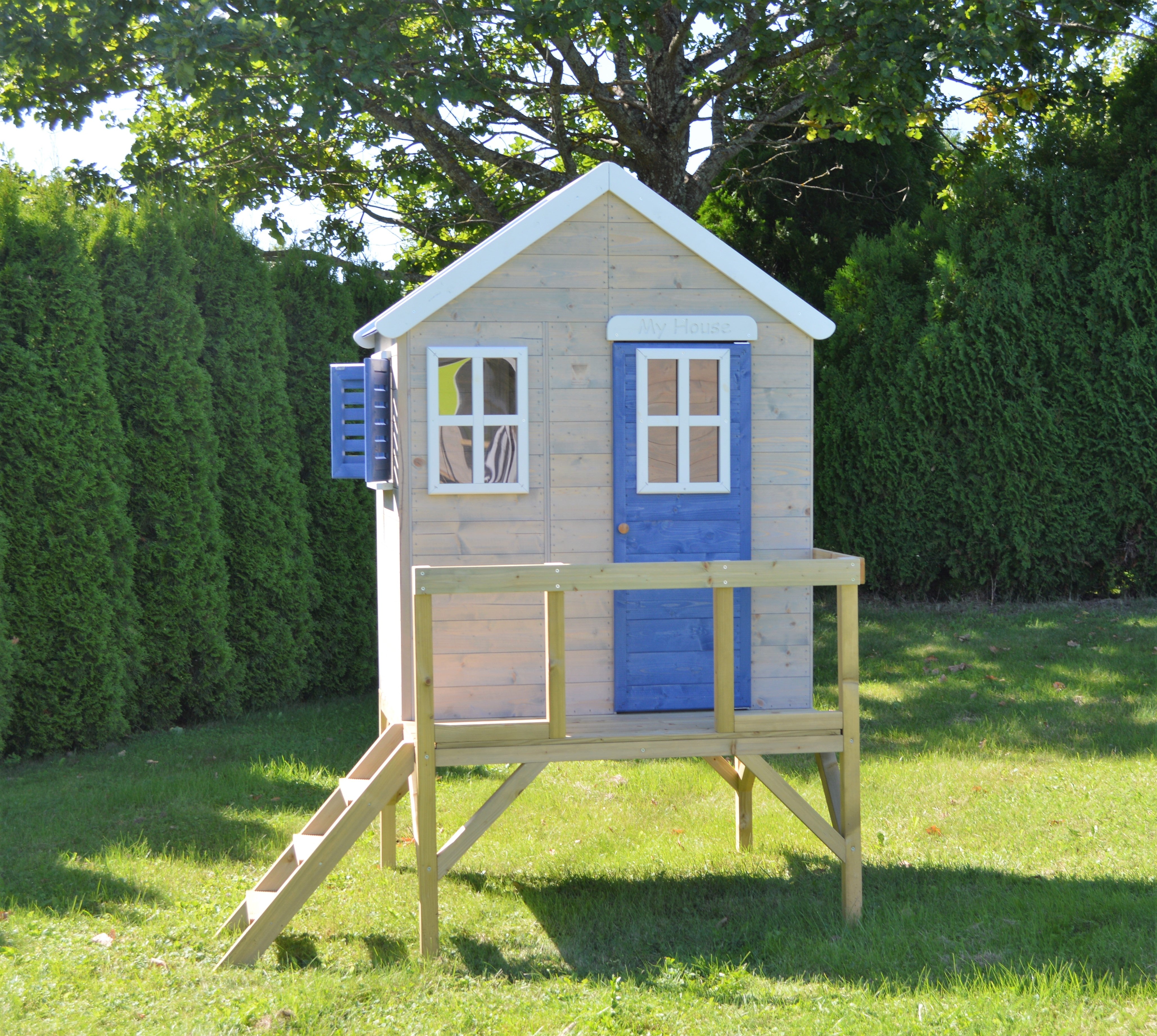 M25B Spielhaus mit Plattform My Cottage Blau