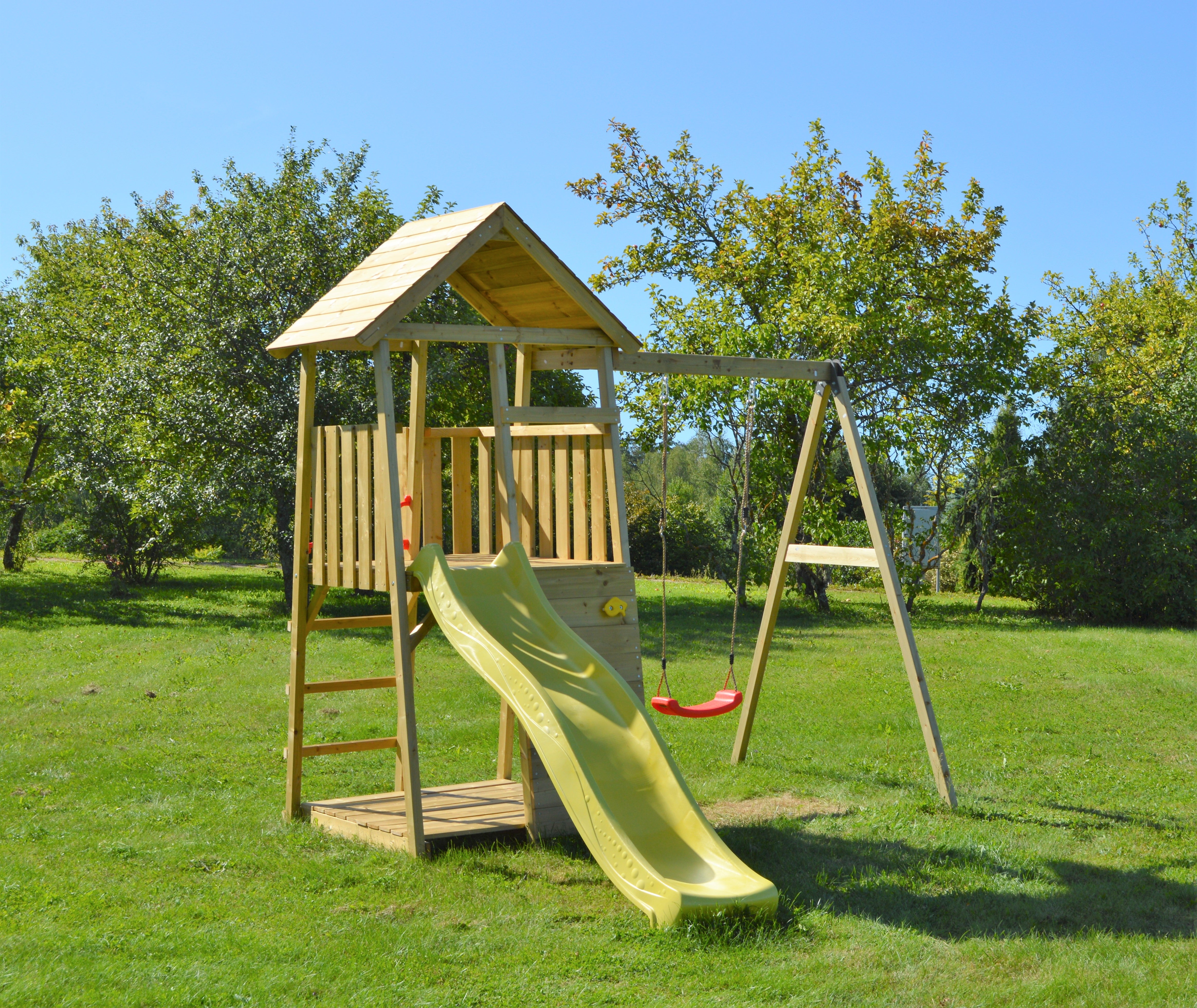 J3 Junior Play Tower with Slide, Sandpit and Single Swing