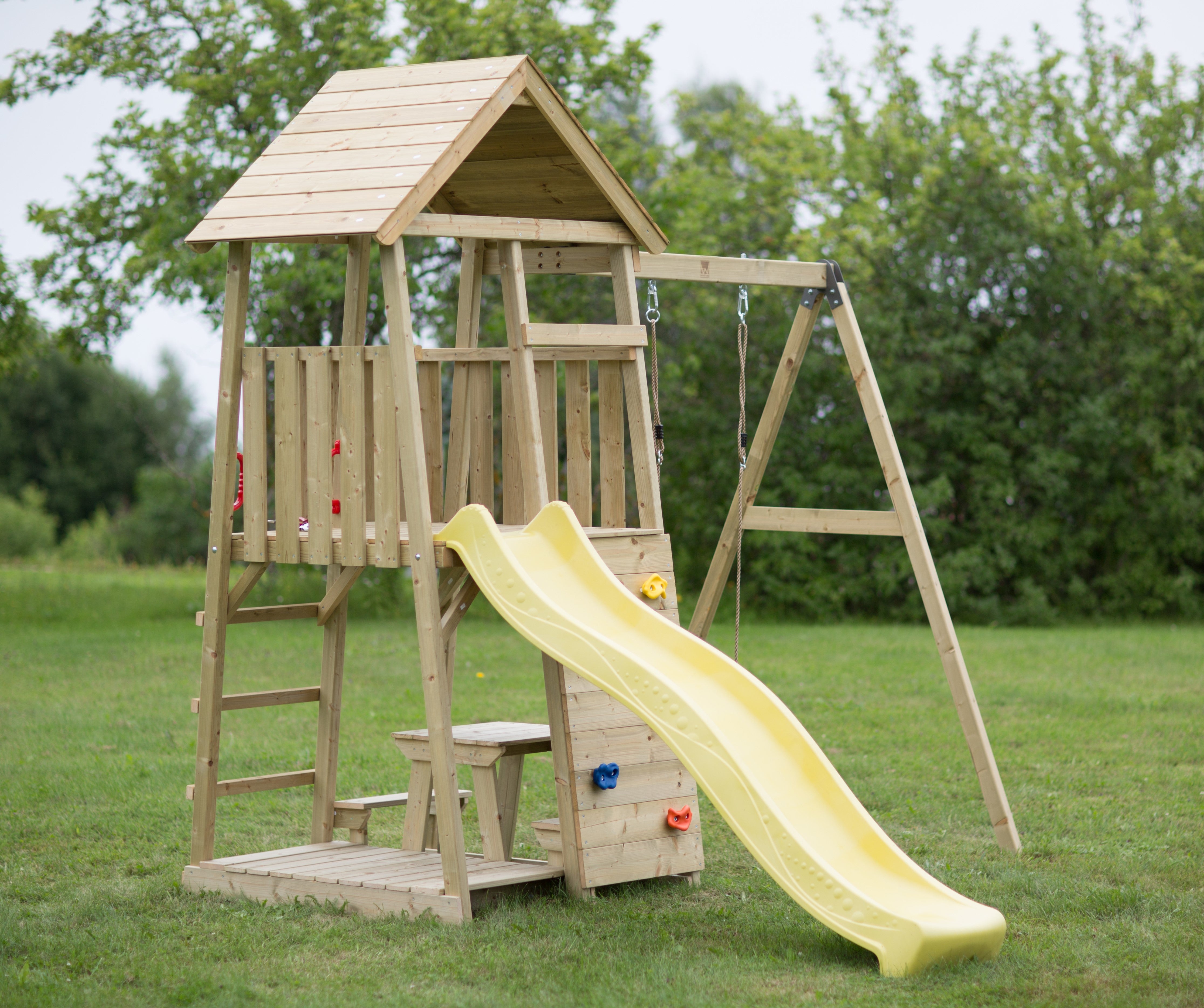 J7 Junior Play Tower with Slide, Sandpit, Picnick Bench and Single Swing
