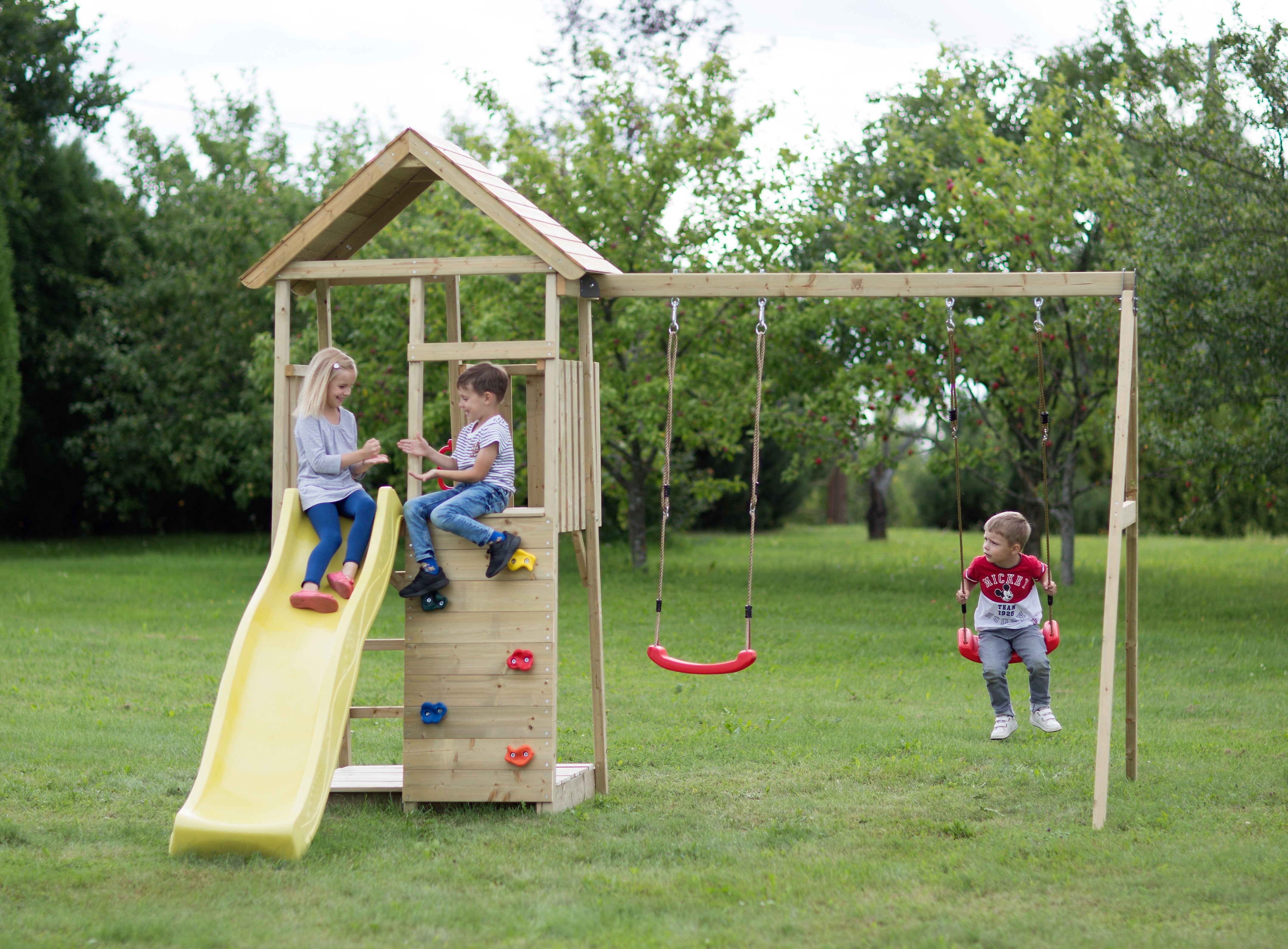 J5 Junior Play Tower with Slide, Sandpit and Double Swing