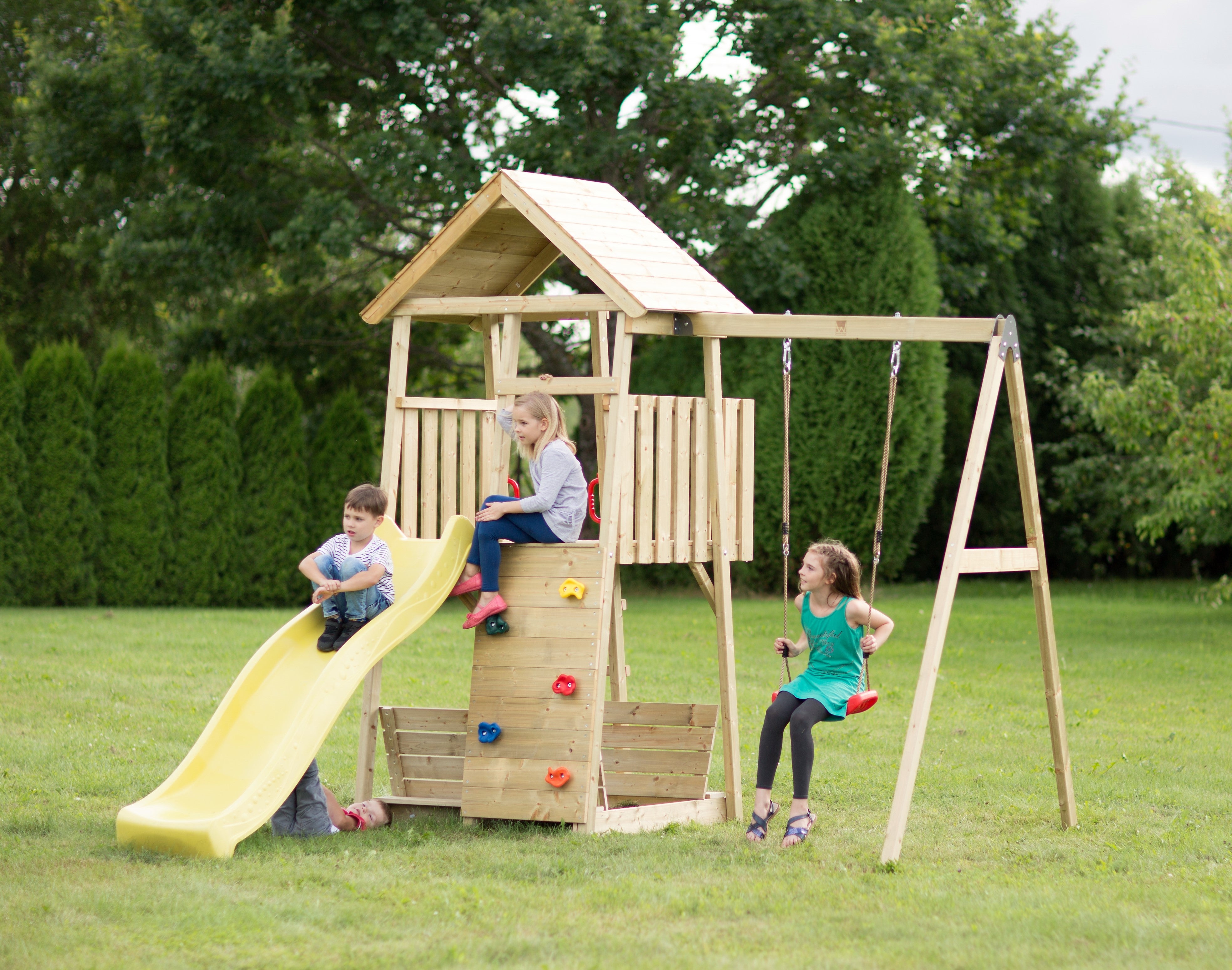 J3 Junior Play Tower with Slide, Sandpit and Single Swing