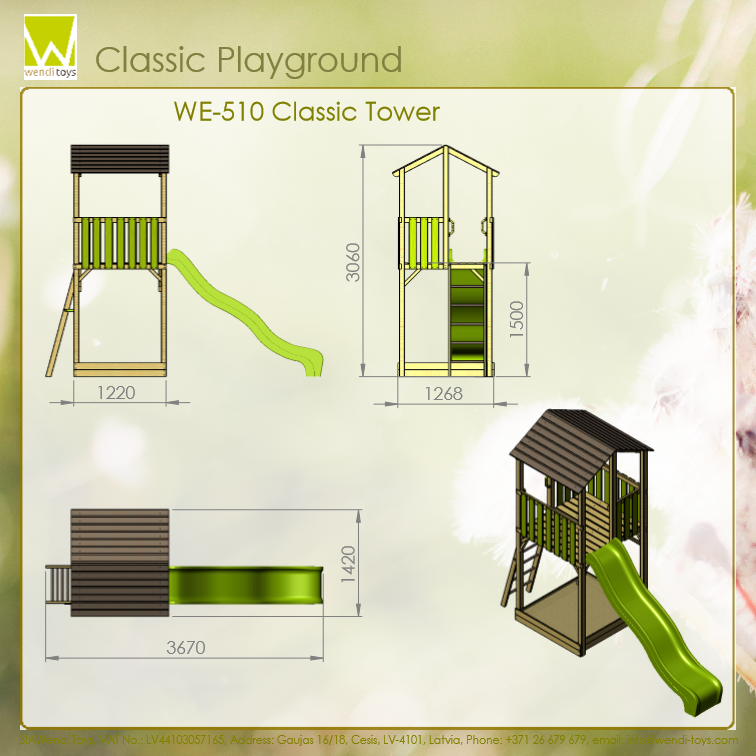 C1 Classic Playground with Slide 150cm