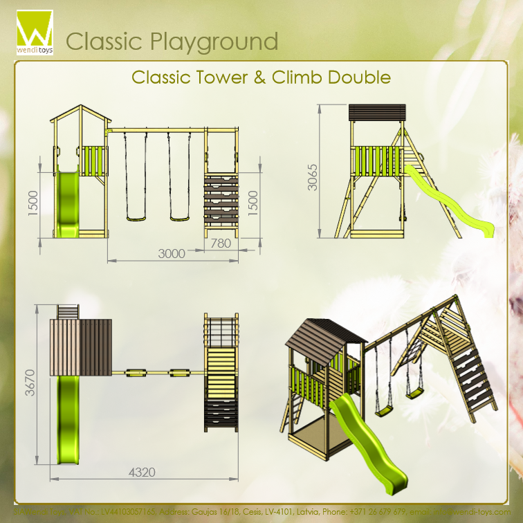 C11 Classic Playground with Slide and Climb Module