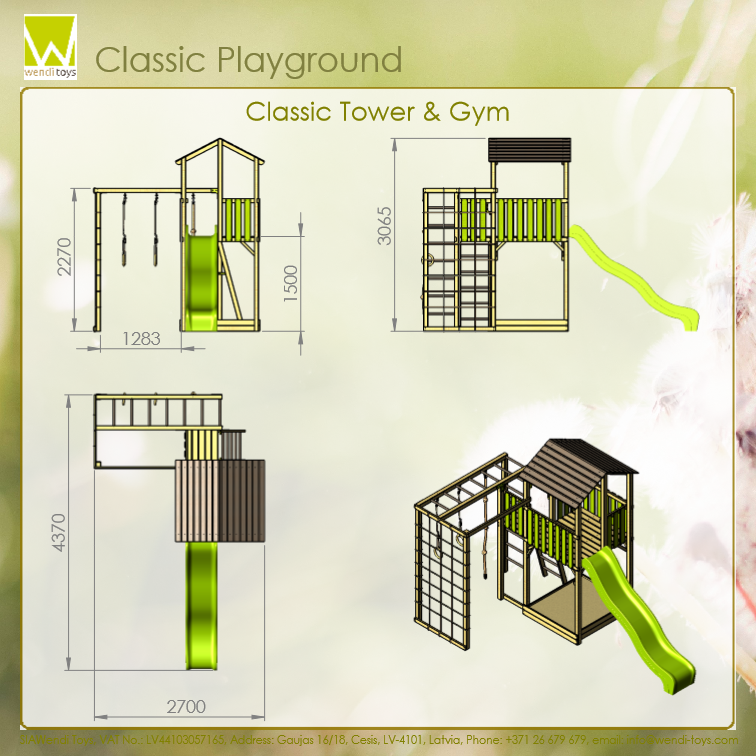 C2 Classic Playground with Slide and Gym Module